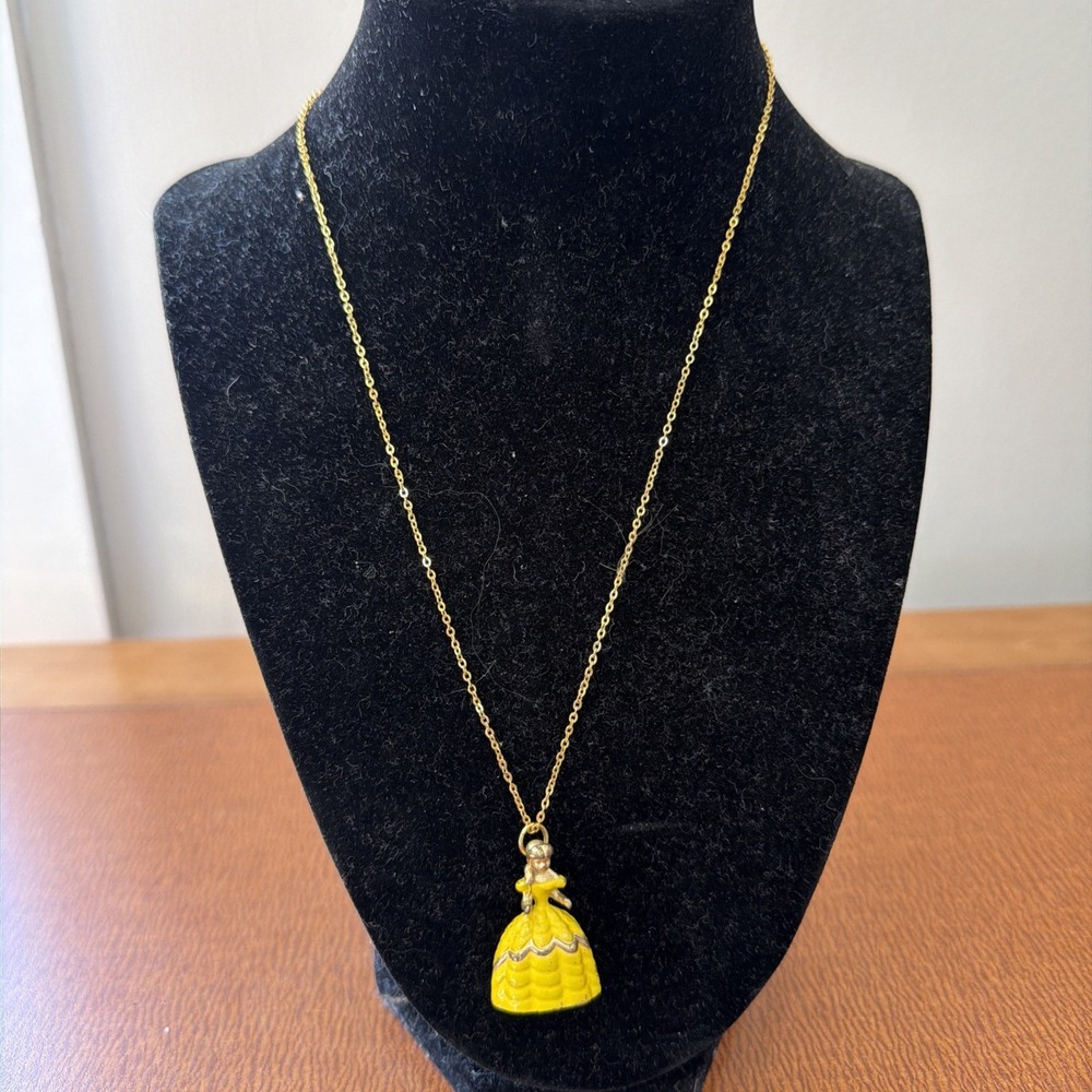 Princess Belle 3D Figural Necklace Disney Beauty & The Beast Signed 18" Chain